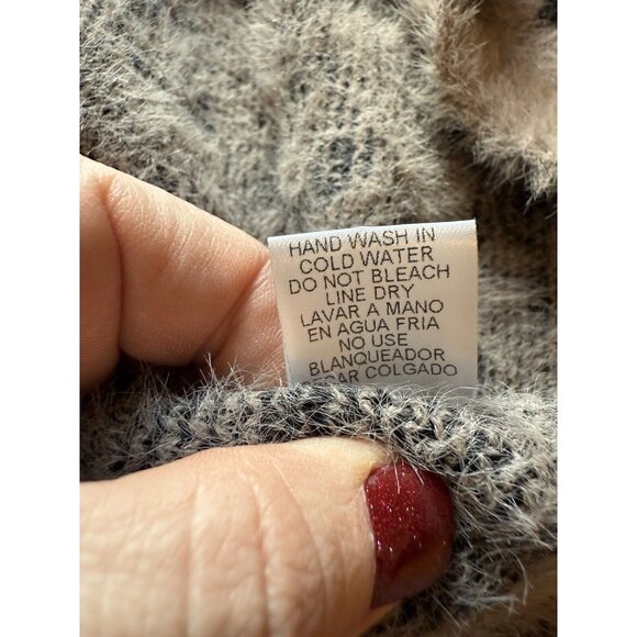 EUC Entro Women's Duster Cardigan Size Large Gray Knit Animal Print Open Front - Picture 4 of 7